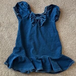 Blue Denim Dress with Bow